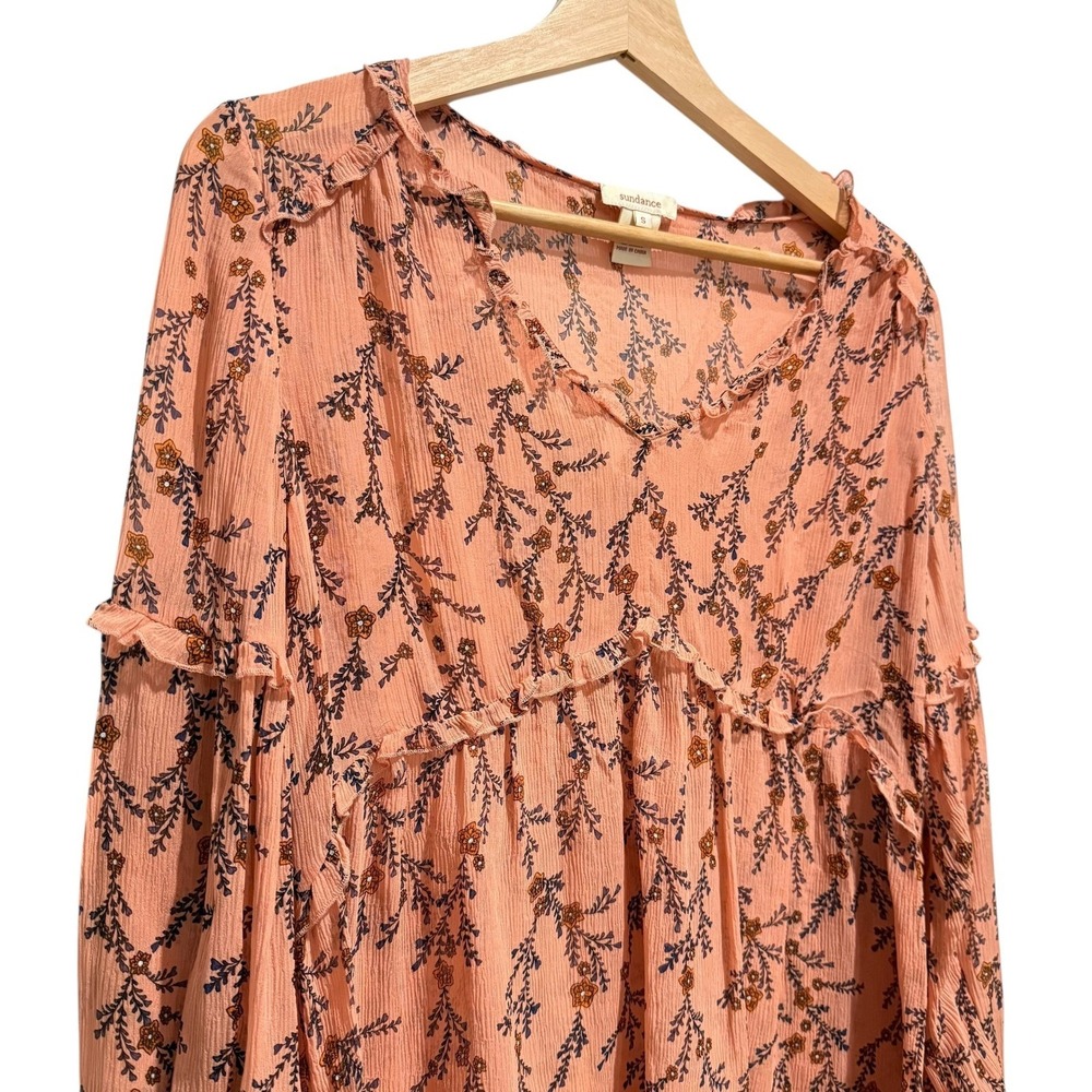 Sundance 100% Silk Floral Babydoll Blouse Size S‎ - Picture 3 of 5